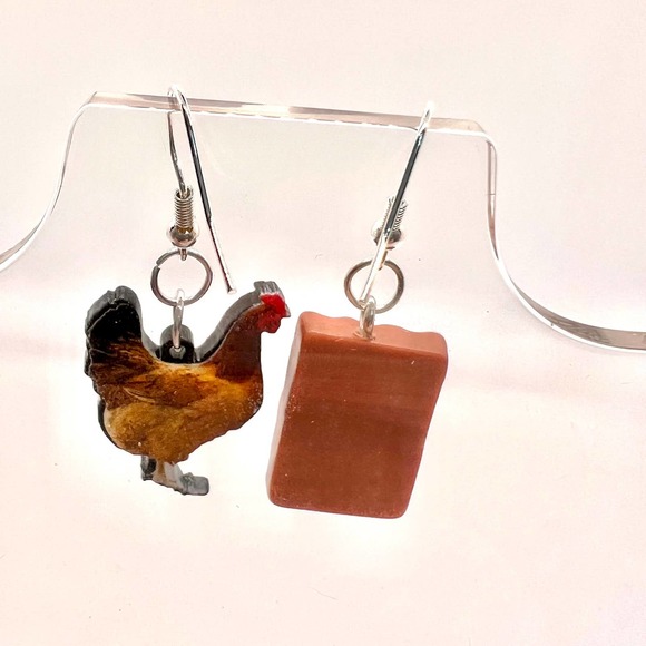 Chicken & Eggs Earrings - Mismatch Earrings - Farm Earrings - TikTok Inspired - Picture 4 of 8